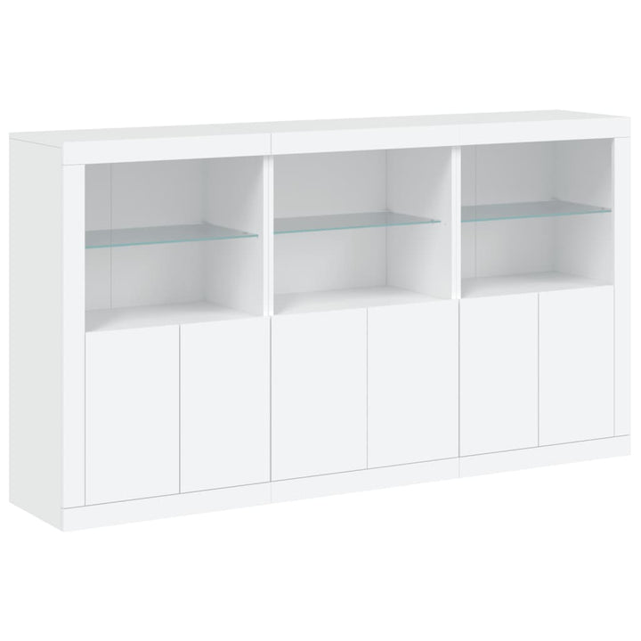 skænk med LED-lys 181,5x37x100 cm hvid