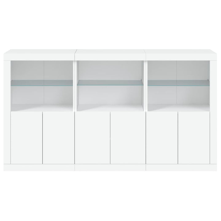 skænk med LED-lys 181,5x37x100 cm hvid