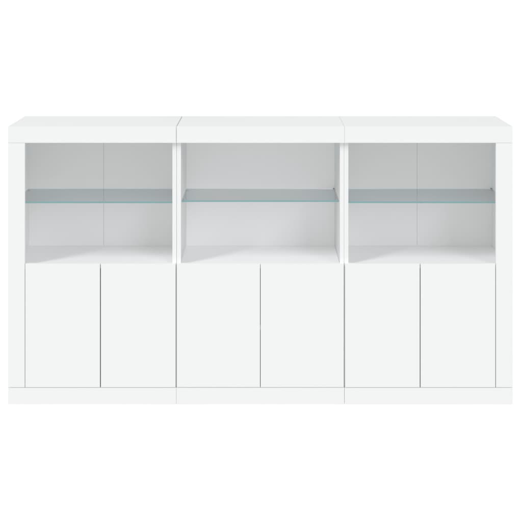 skænk med LED-lys 181,5x37x100 cm hvid