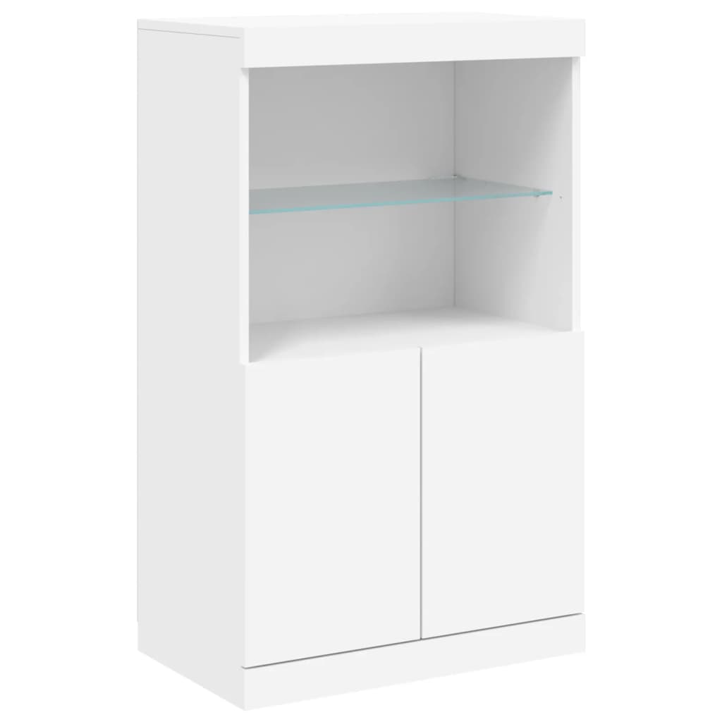 skænk med LED-lys 181,5x37x100 cm hvid