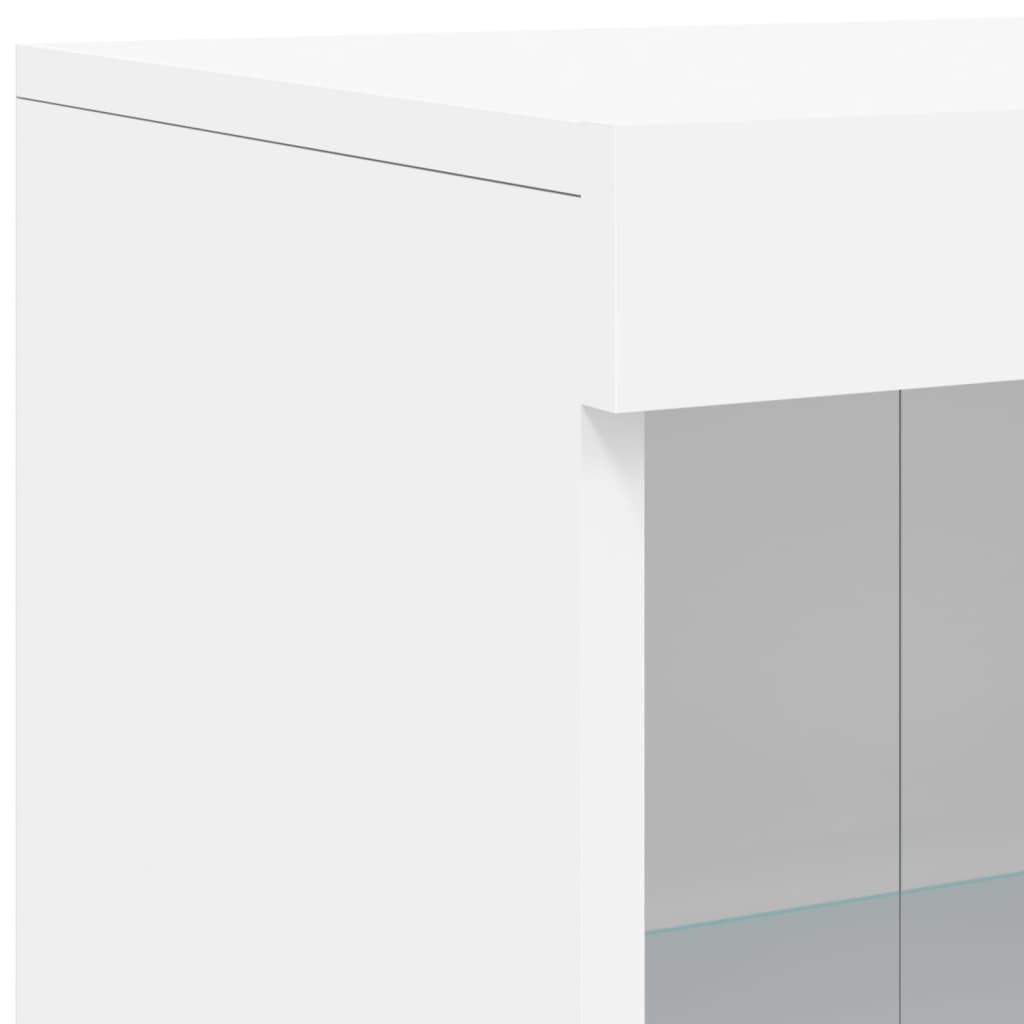 skænk med LED-lys 181,5x37x100 cm hvid