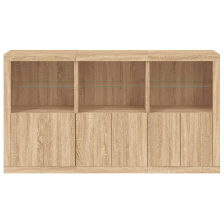 skænk med LED-lys 181,5x37x100 cm sonoma-eg