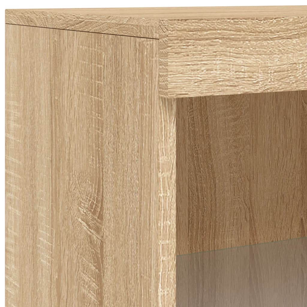 skænk med LED-lys 181,5x37x100 cm sonoma-eg