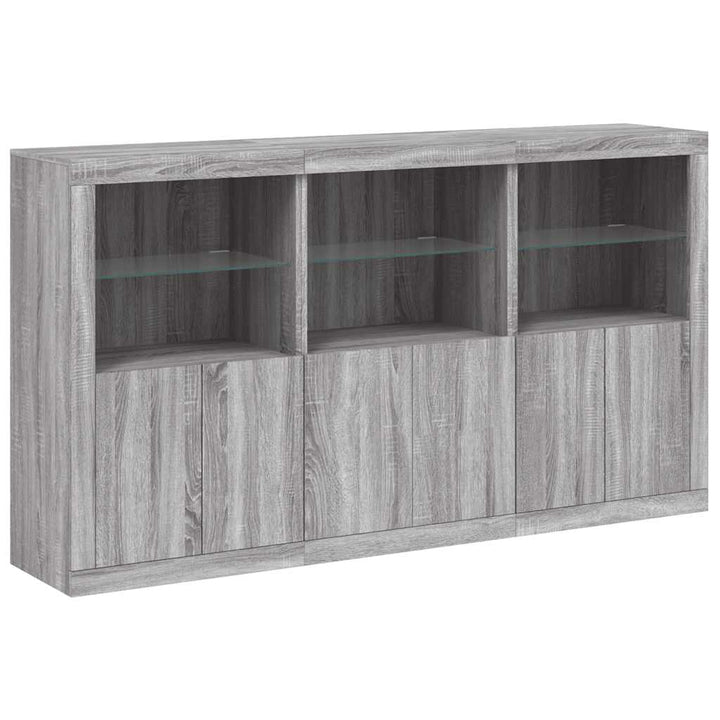 skænk med LED-lys 181,5x37x100 cm grå sonoma-eg