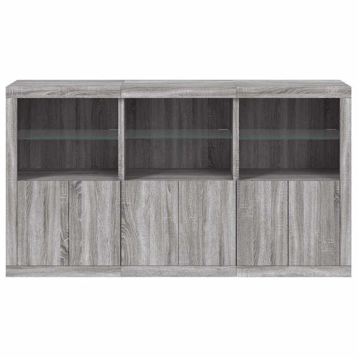 skænk med LED-lys 181,5x37x100 cm grå sonoma-eg