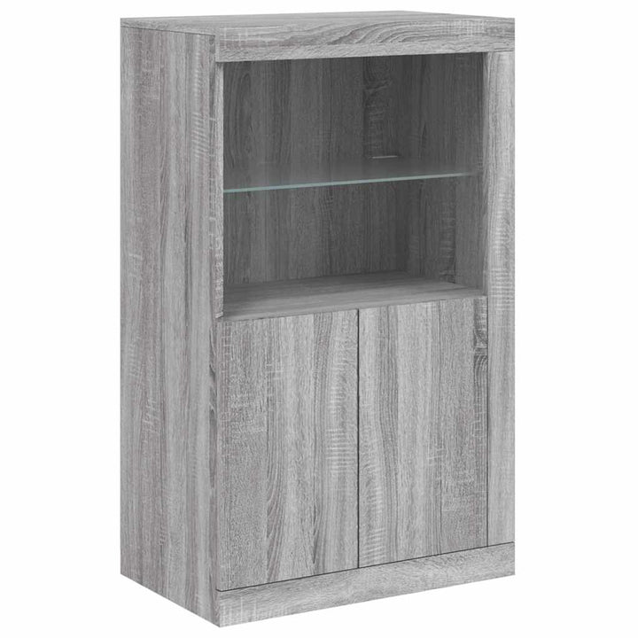 skænk med LED-lys 181,5x37x100 cm grå sonoma-eg