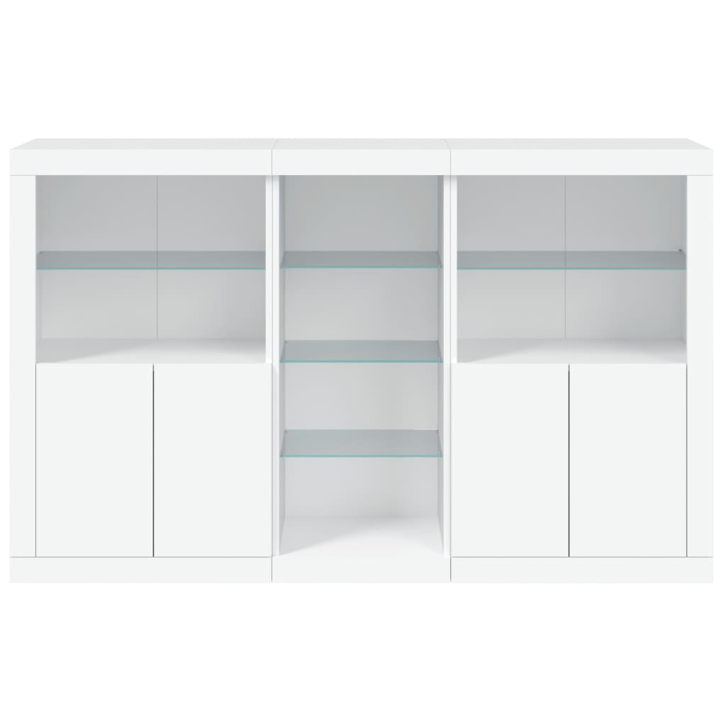 skænk med LED-lys 162x37x100 cm hvid