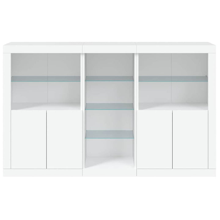 skænk med LED-lys 162x37x100 cm hvid