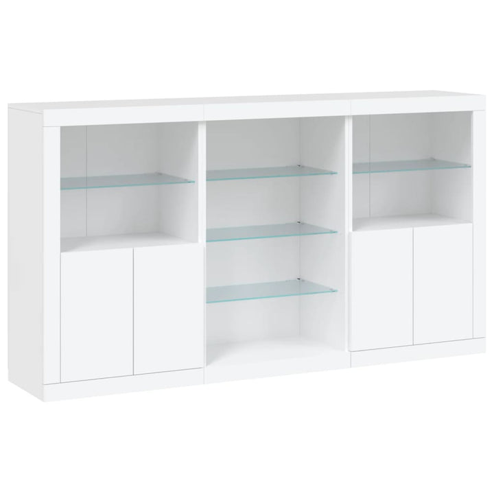 skænk med LED-lys 181,5x37x100 cm hvid