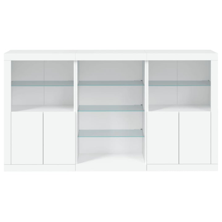 skænk med LED-lys 181,5x37x100 cm hvid