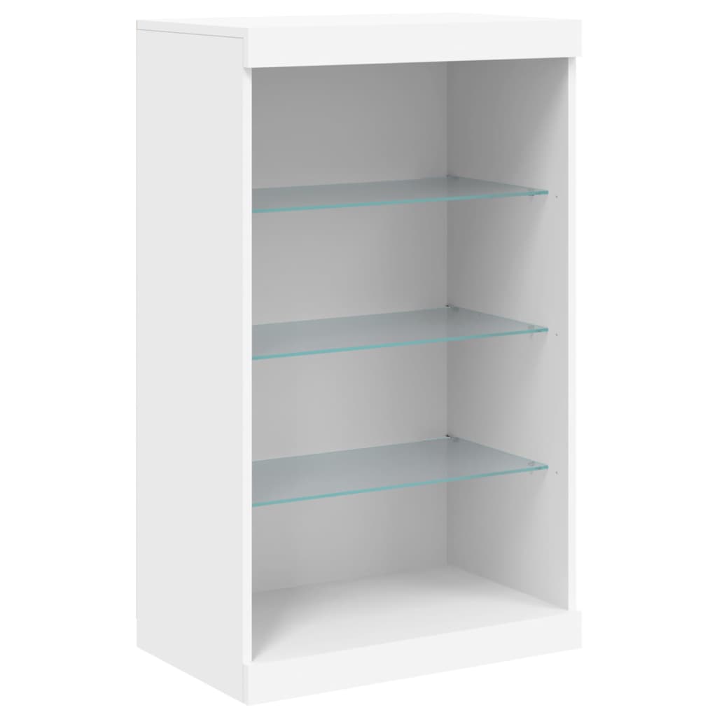 skænk med LED-lys 181,5x37x100 cm hvid