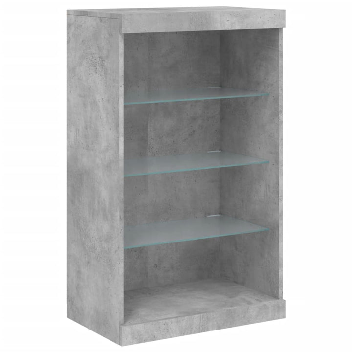 skænk med LED-lys 181,5x37x100 cm betongrå