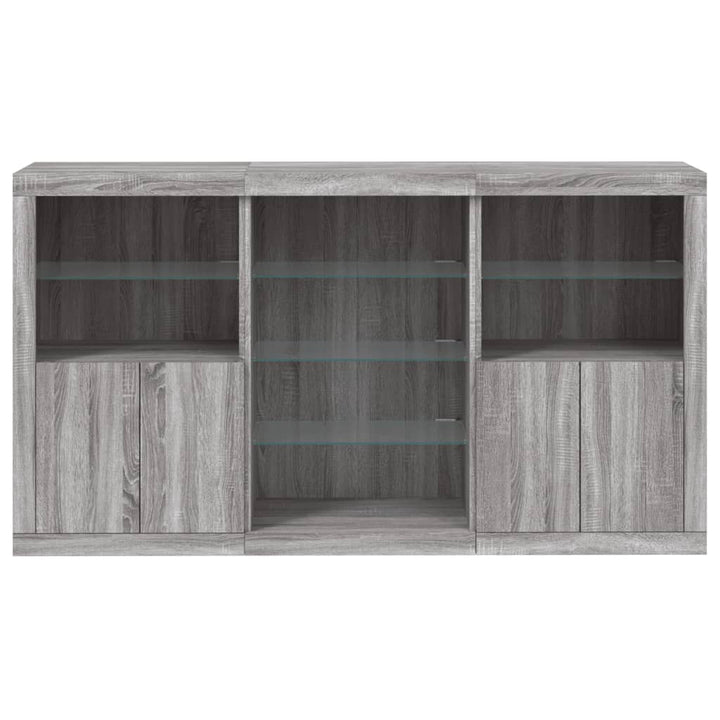 skænk med LED-lys 181,5x37x100 cm grå sonoma-eg