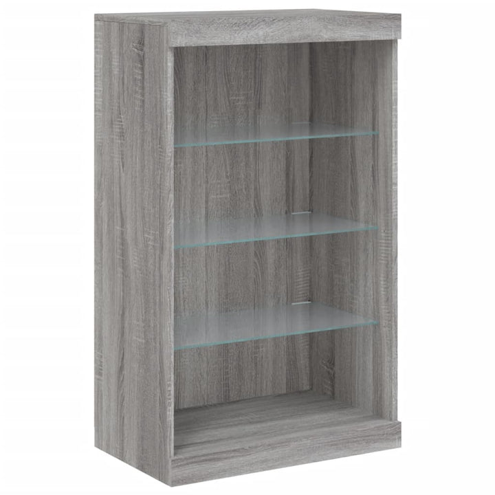 skænk med LED-lys 181,5x37x100 cm grå sonoma-eg