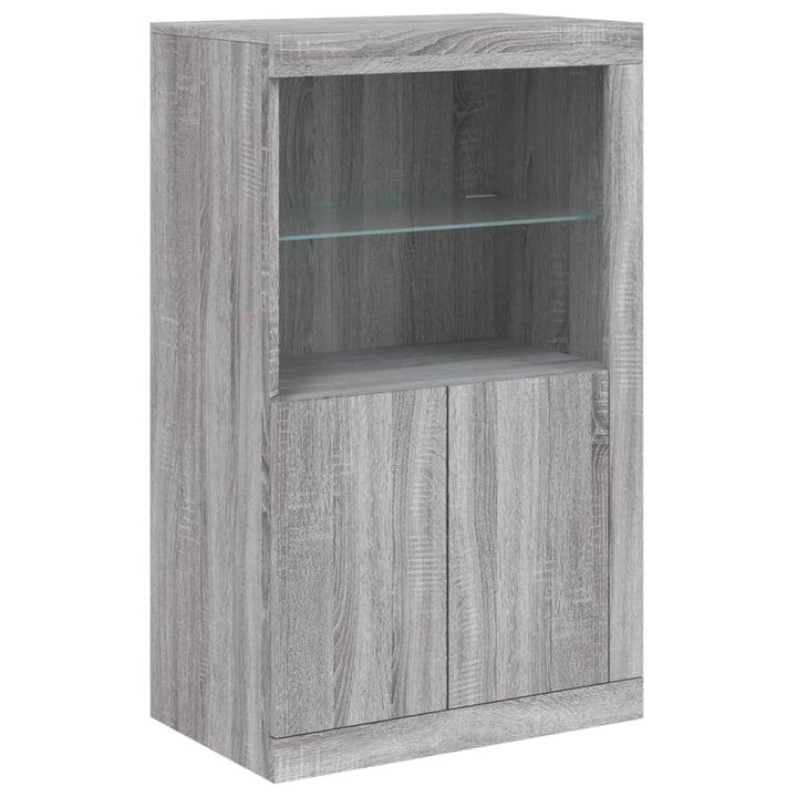 skænk med LED-lys 181,5x37x100 cm grå sonoma-eg