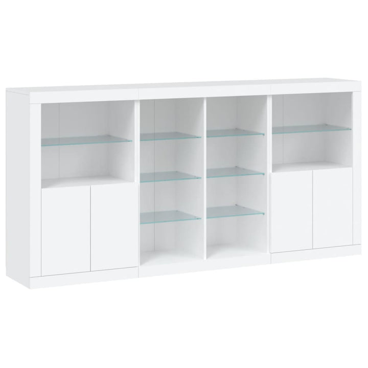 skænk med LED-lys 202x37x100 cm hvid