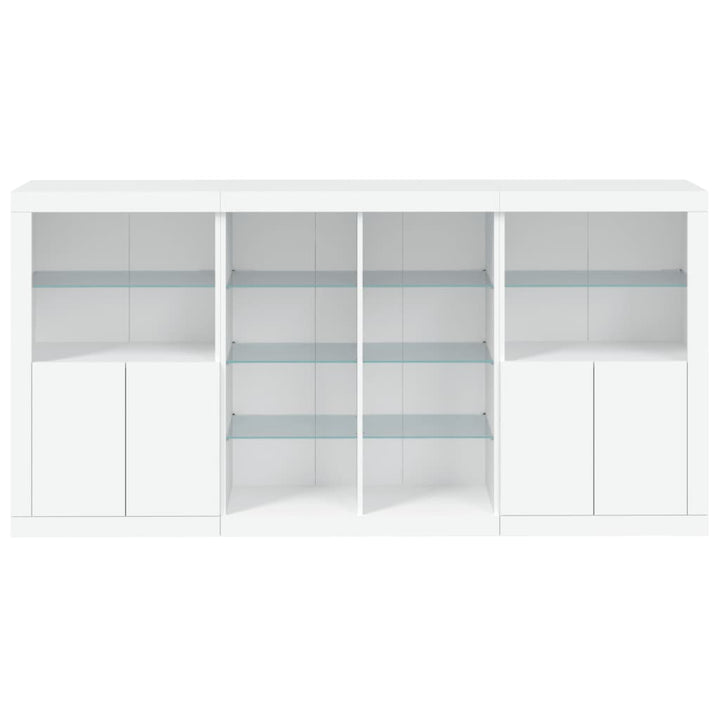 skænk med LED-lys 202x37x100 cm hvid