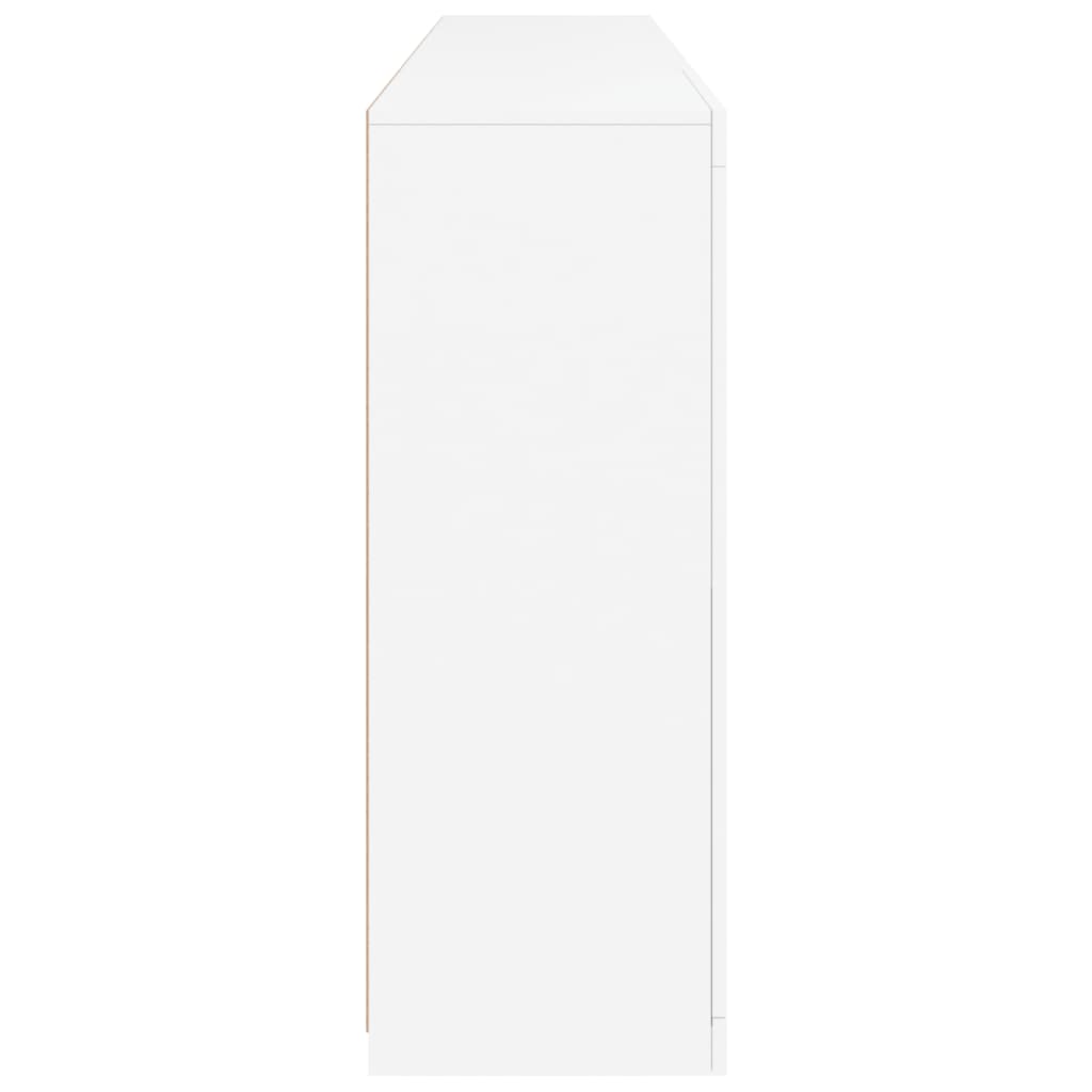 skænk med LED-lys 202x37x100 cm hvid