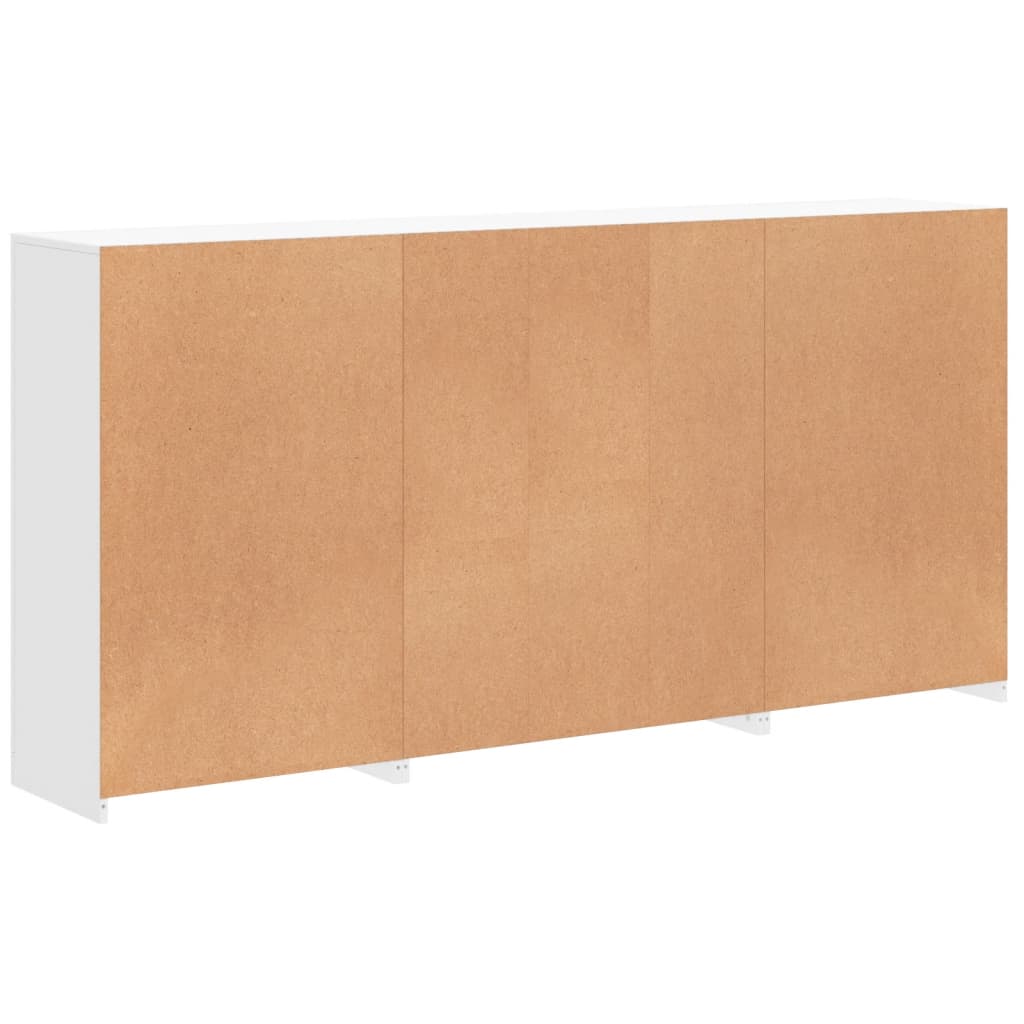 skænk med LED-lys 202x37x100 cm hvid