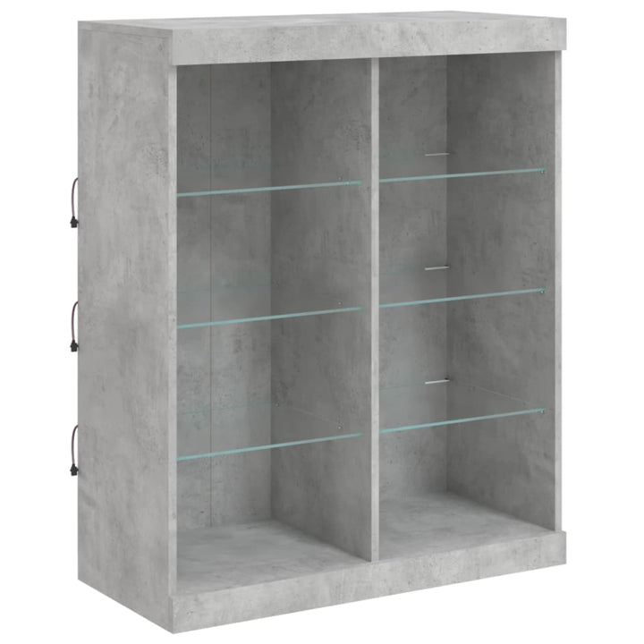 skænk med LED-lys 202x37x100 cm betongrå