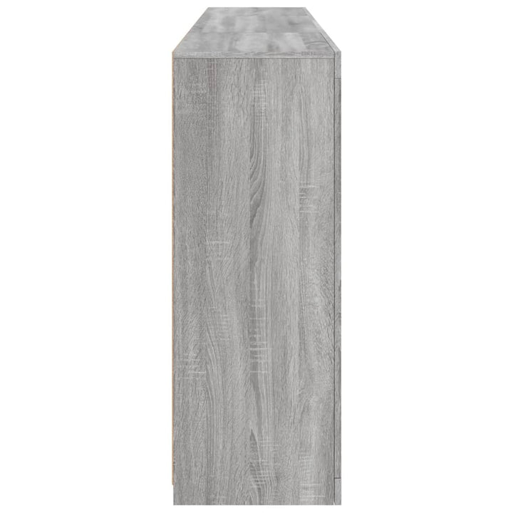 skænk med LED-lys 202x37x100 cm grå sonoma-eg