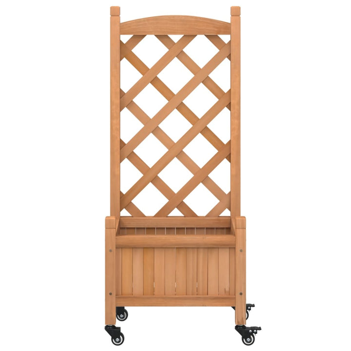 plantekasse med espalier og hjul massivt fyrretræ brun