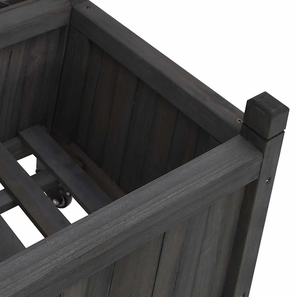plantekasse med espalier og hjul massivt fyrretræ sort