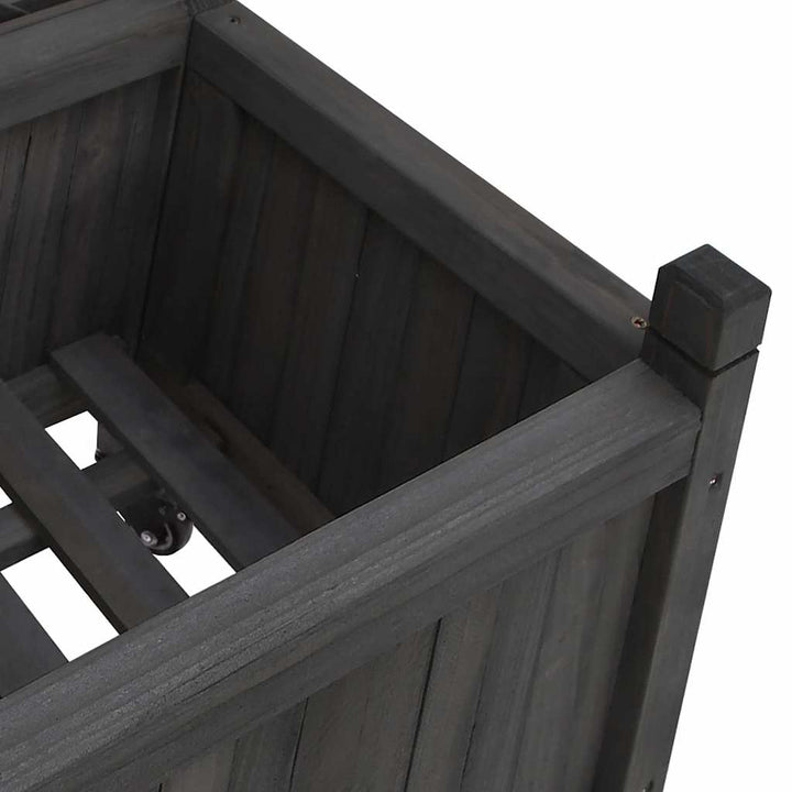 plantekasse med espalier og hjul massivt fyrretræ sort
