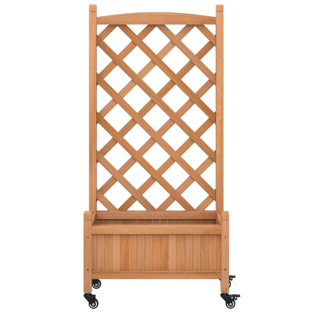 plantekasse med espalier og hjul massivt fyrretræ brun