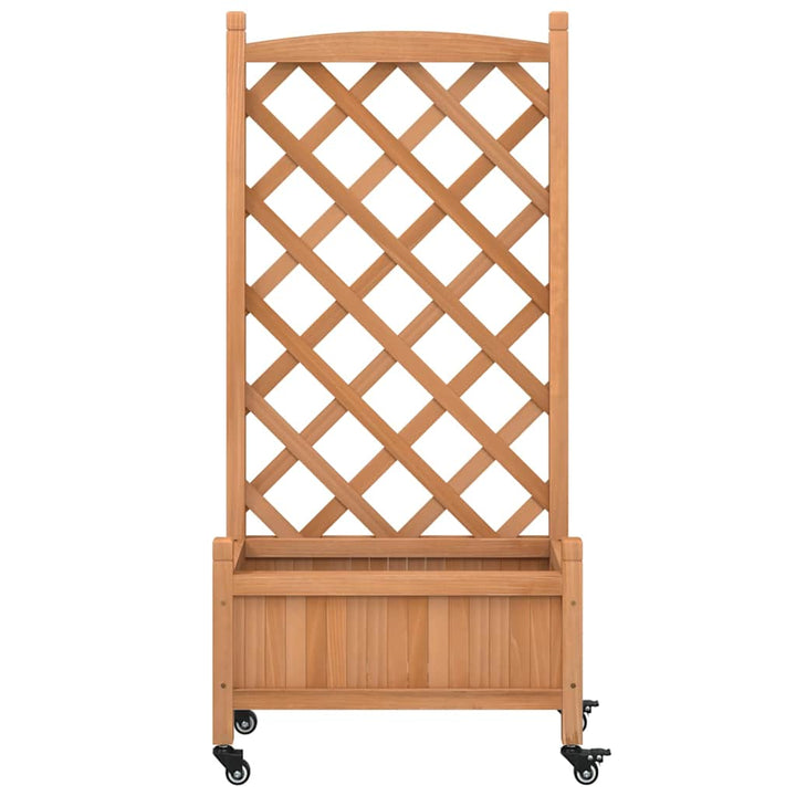 plantekasse med espalier og hjul massivt fyrretræ brun