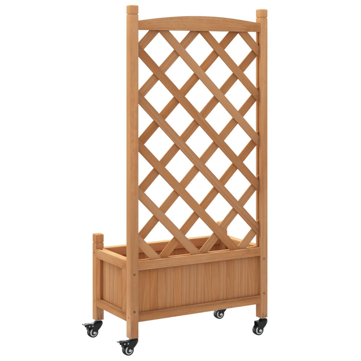 plantekasse med espalier og hjul massivt fyrretræ brun