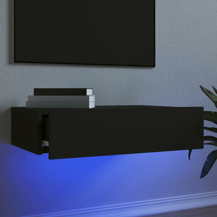 tv-bord med LED-lys 60x35x15,5 cm sort