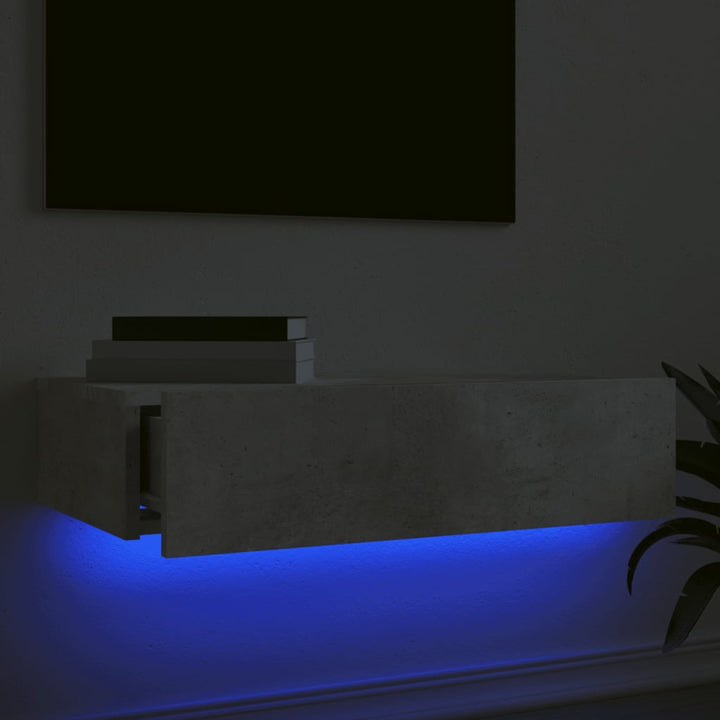tv-bord med LED-lys 60x35x15,5 cm betongrå