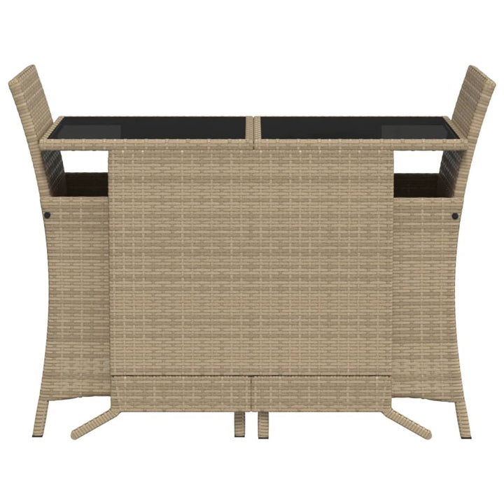 bistrosæt til haven 3 dele med hynder polyrattan beige