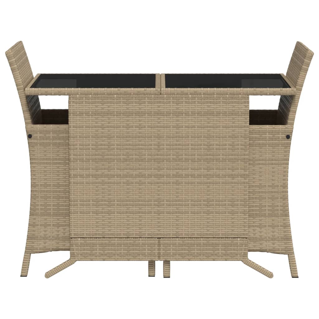 bistrosæt til haven 3 dele med hynder polyrattan blandet beige