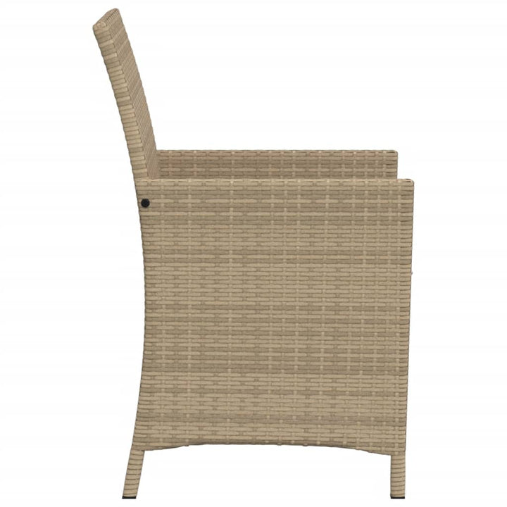 bistrosæt til haven 3 dele med hynder polyrattan blandet beige