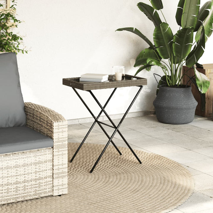 bakkebord 65x40x75 cm polyrattan grå