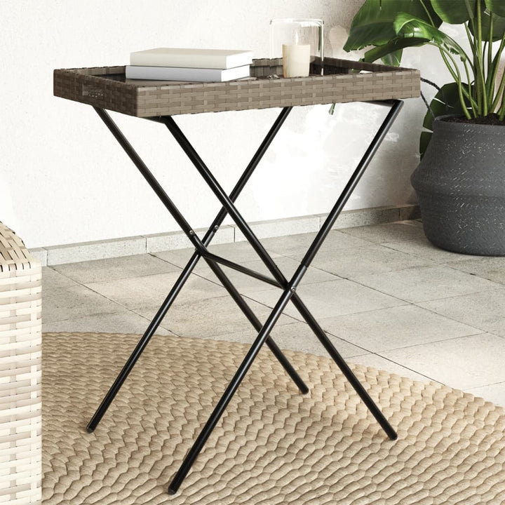 bakkebord 65x40x75 cm polyrattan grå