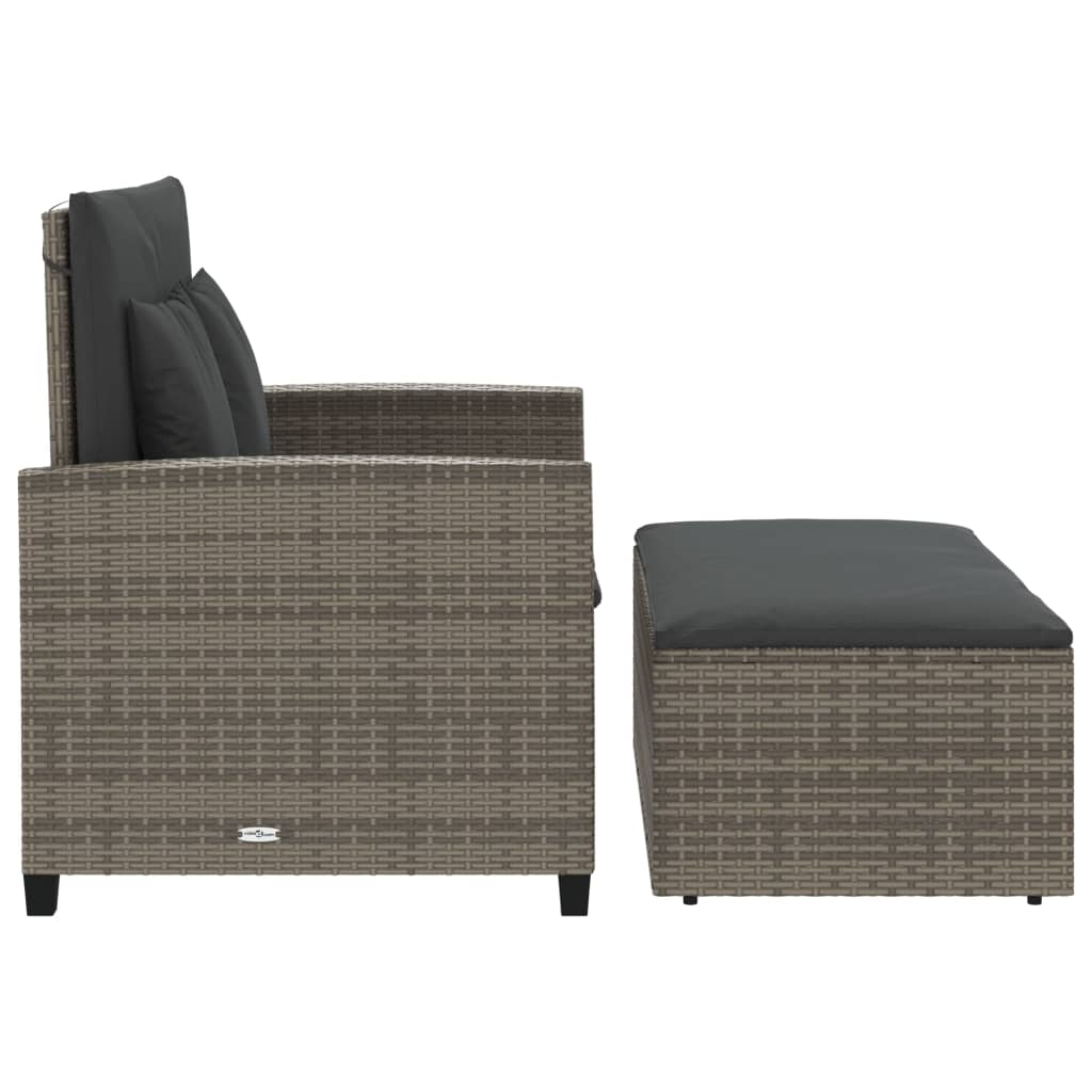 2-personers havesofa med hynder polyrattan grå