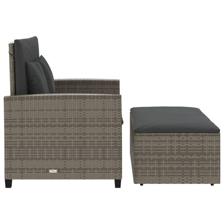 2-personers havesofa med hynder polyrattan grå