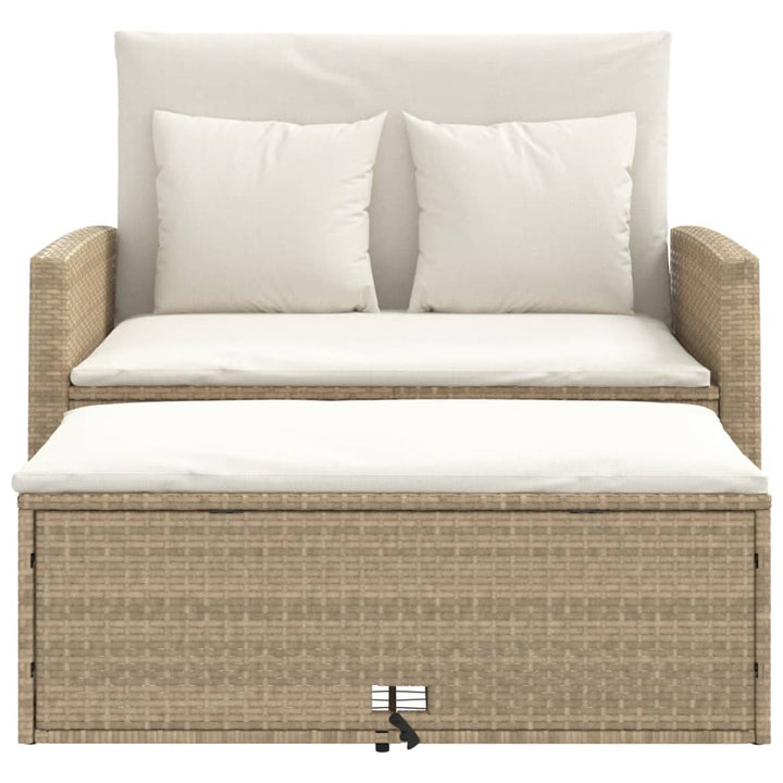 2-personers havesofa med hynder polyrattan beige