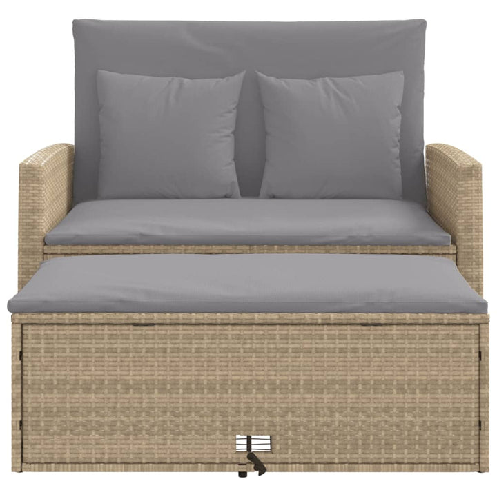 2-personers havesofa med hynder polyrattan beige