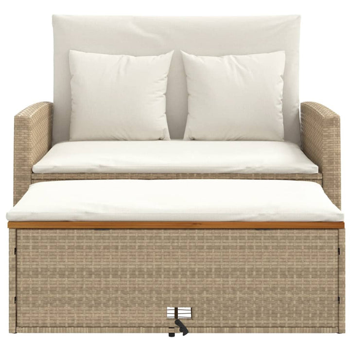 2-personers havesofa med hynder polyrattan og akacietræ beige