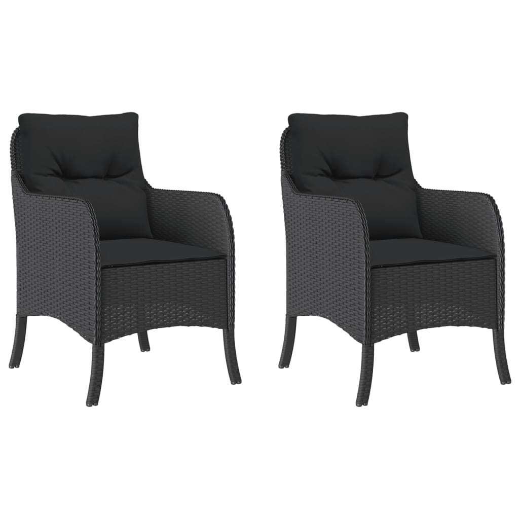 havestole med hynder 2 stk. polyrattan sort