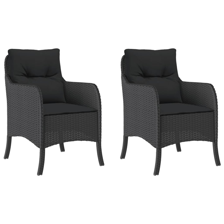 havestole med hynder 2 stk. polyrattan sort