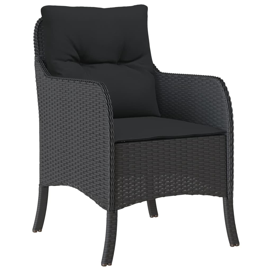 havestole med hynder 2 stk. polyrattan sort