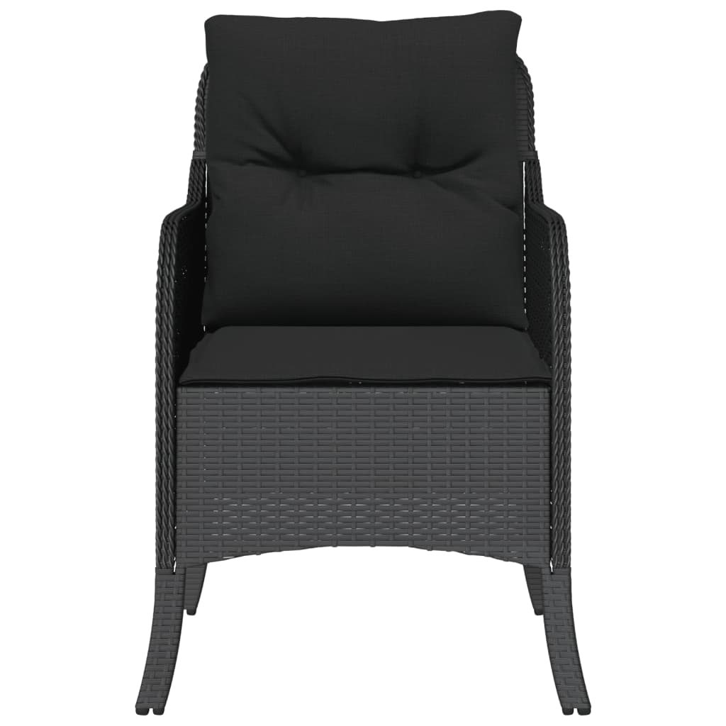 havestole med hynder 2 stk. polyrattan sort