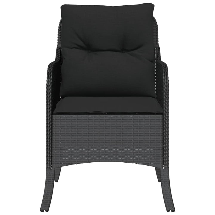 havestole med hynder 2 stk. polyrattan sort