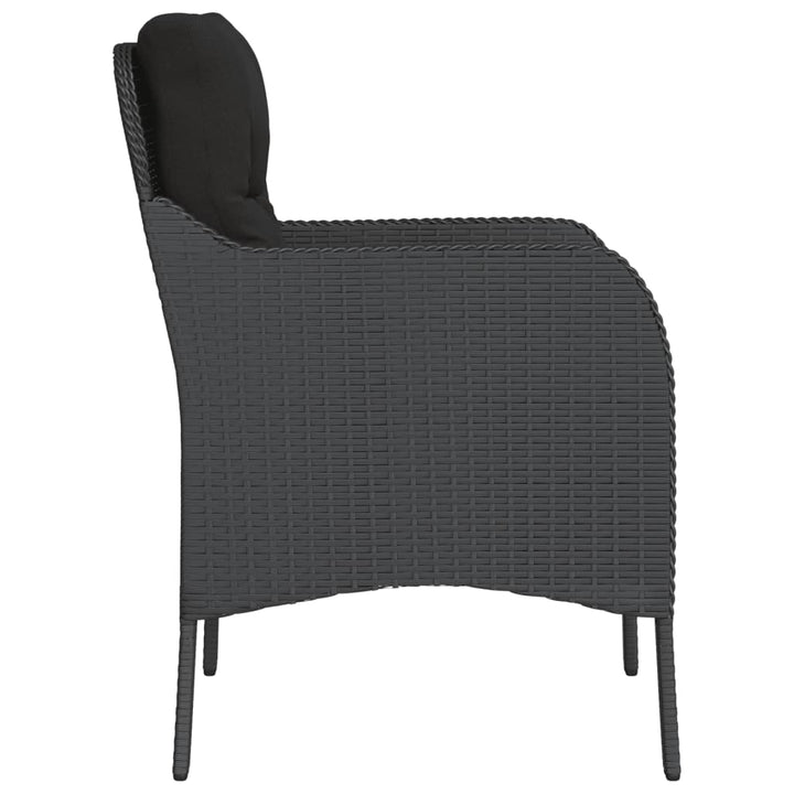 havestole med hynder 2 stk. polyrattan sort