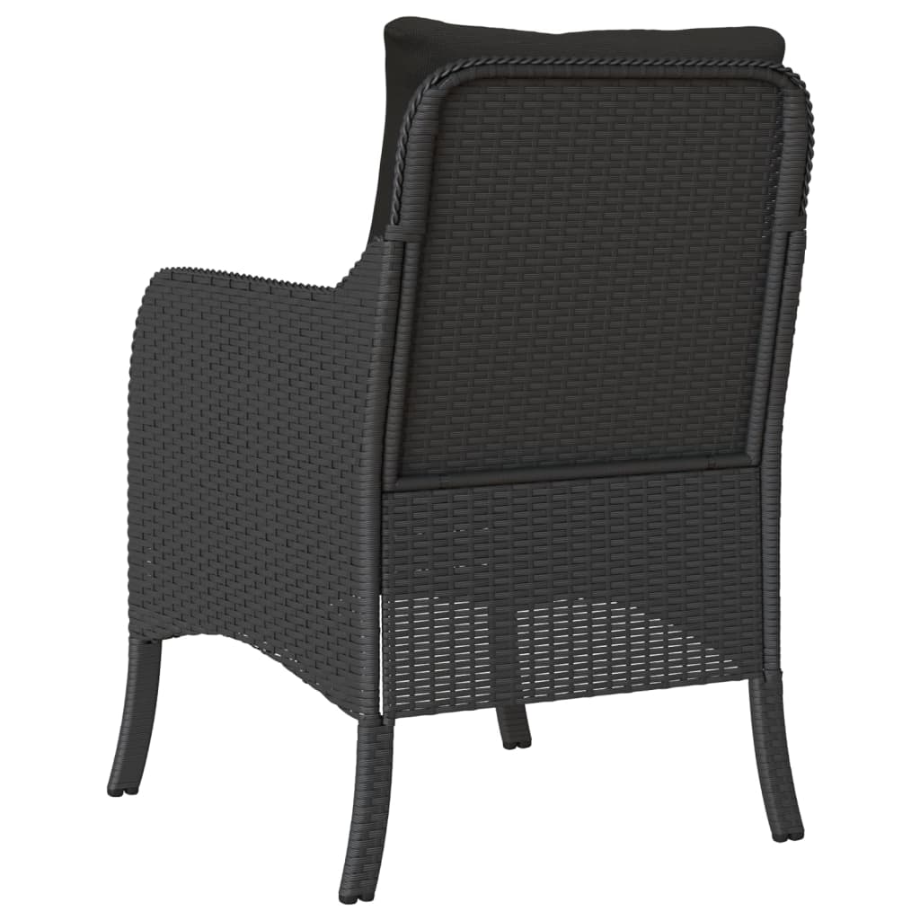 havestole med hynder 2 stk. polyrattan sort